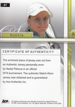 2007 Ace Authentic Straight Sets - Materials #27 Nadia Petrova Back