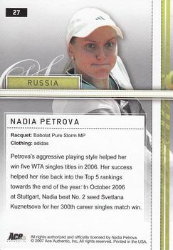 2007 Ace Authentic Straight Sets #27 Nadia Petrova Back