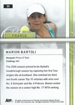 2007 Ace Authentic Straight Sets - Bronze #35 Marion Bartoli Back