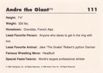 1989 Classic WWF #111 Andre the Giant Back