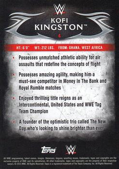 2015 Topps WWE Undisputed - Black #4 Kofi Kingston Back