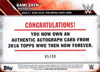 2016 Topps WWE Then Now Forever - Autographs #NNO Sami Zayn Back