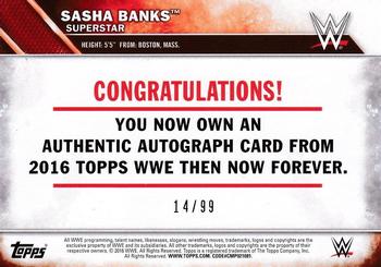 2016 Topps WWE Then Now Forever - Autographs #NNO Sasha Banks Back
