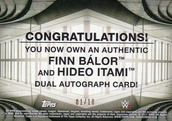 2017 Topps WWE Road To Wrestlemania - Dual Autographs #NNO Finn Bálor / Hideo Itami Back