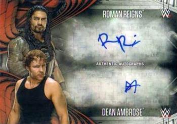 2017 Topps WWE Road To Wrestlemania - Dual Autographs #NNO Roman Reigns / Dean Ambrose Front