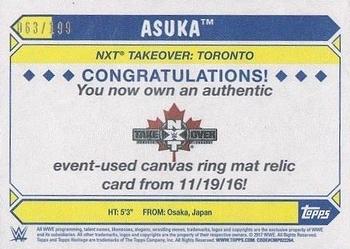 2017 Topps WWE Heritage - NXT Takeover: Toronto Mat Relics #NNO Asuka Back