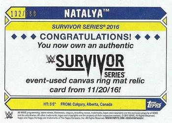 2017 Topps WWE Heritage - Survivor Series 2016 Mat Relics #NNO Natalya Back
