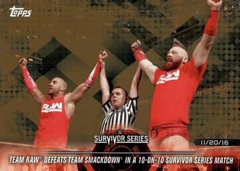2018 Topps WWE Road To Wrestlemania - Bronze #7 Team Raw Defeats Team SmackDown in a 10-on-10 Survivor Series Match - Survivor Series 2016 - 11/20/16 Front