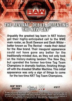 2018 Topps WWE Road To Wrestlemania - Bronze #30 The Revival Debut, Defeating The New Day - Raw - 4/3/17 Back