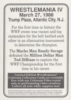 1993 Coliseum Video WWF WrestleMania #4 Macho Man Randy Savage / Miss Elizabeth Back