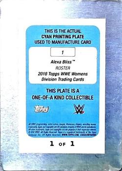 2018 Topps WWE Women's Division - Printing Plates Autograph Cyan #1 Alexa Bliss Back