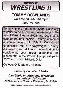 2008 Heroes of Wrestling II #NNO Tommy Rowlands Back