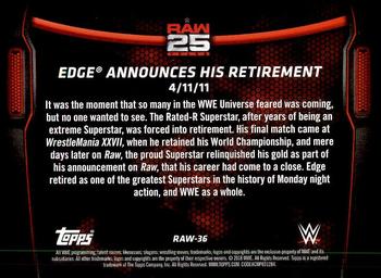 2018 Topps WWE Then Now Forever - 25 Years of Raw #RAW-36 Edge Announces His Retirement Back