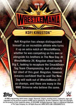 2019 Topps WWE Road to Wrestlemania - Wrestlemania 35 Roster #WM-35 Kofi Kingston Back