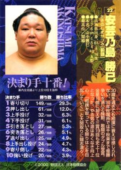 2000 BBM Sumo Kesho Mawashi #22 Akinoshima Katsumi Back