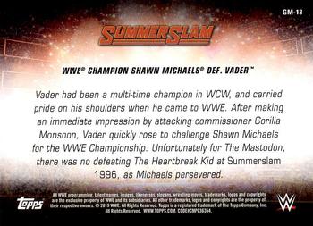 2019 Topps WWE SummerSlam - SummerSlam's Greatest Matches & Moments #GM-13 WWE Champion Shawn Michaels def. Vader Back