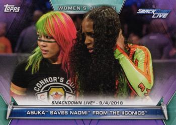 2019 Topps WWE Women's Division - Purple #83 Asuka Saves Naomi From The IIconics (SmackDown LIVE 9/4/2018) Front