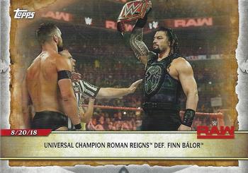 2020 Topps Road to WrestleMania #15 Universal Champion Roman Reigns Def. Finn Balor Front