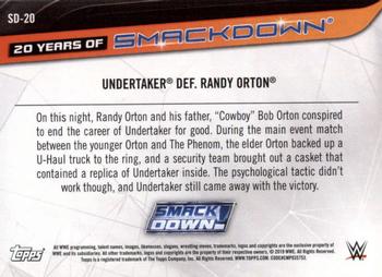 2019 Topps WWE SmackDown Live - 20 Years of SmackDown #SD-20 Undertaker def. Randy Orton Back
