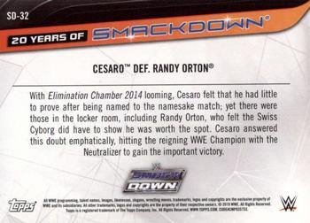 2019 Topps WWE SmackDown Live - 20 Years of SmackDown #SD-32 Cesaro def. Randy Orton Back