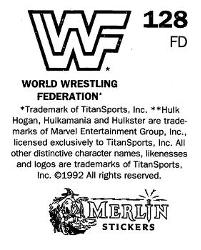 1992 Merlin WWF Stickers (England) #128 El Matador Back