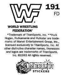 1992 Merlin WWF Stickers (England) #191 Tatanka Back