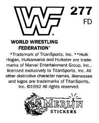 1992 Merlin WWF Stickers (England) #277 Bobby Heenan Back