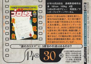 2003 BBM Weekly Pro Wrestling 20th Anniversary #12 Atsushi Onita Back