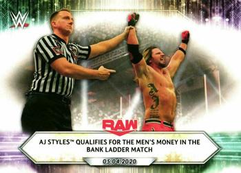 2021 Topps WWE #65 AJ Styles Qualifies for the Men's Money in the Bank Ladder Match Front