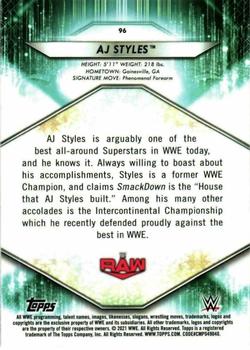 2021 Topps WWE #96 AJ Styles Back