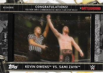 2021 Topps WWE - Match Film Strips Manufactured Relics Aqua #FS-KOSZ Kevin Owens vs. Sami Zayn Back