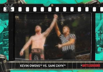 2021 Topps WWE - Match Film Strips Manufactured Relics Aqua #FS-KOSZ Kevin Owens vs. Sami Zayn Front