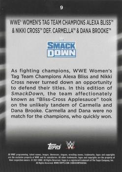 2021 Topps WWE Women's Division - Rainbow Foil #9 WWE Women’s Tag Team Champions Alexa Bliss & Nikki Cross def. Carmella & Dana Brooke Back