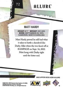 2022 Upper Deck Allure AEW #72 Matt Hardy Back