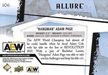 2022 Upper Deck Allure AEW #106 Hangman Adam Page Back