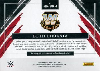 2022 Panini Impeccable WWE - Hall of Fame Signatures #HF-BPH Beth Phoenix Back