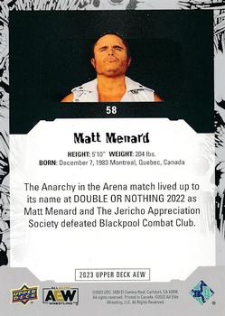 2023 Upper Deck AEW #58 Matt Menard Back