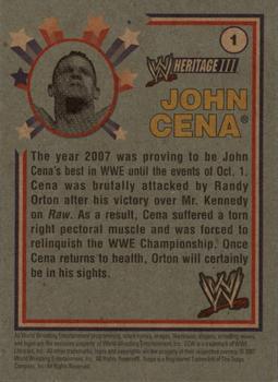 2007 Topps Heritage III WWE #1 John Cena  Back