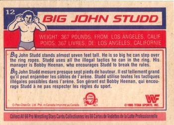 1985 O-Pee-Chee WWF Pro Wrestling Stars #12 Big John Studd Back