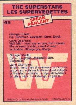 1985 O-Pee-Chee WWF Pro Wrestling Stars #65 George Steele / Gene Okerlund Back
