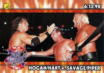 1999 Topps WCW/nWo Nitro - Stickers #S6 Hogan/Hart vs Savage/Piper  Front