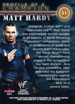 2001 Fleer WWF Championship Clash #51 Matt Hardy Back