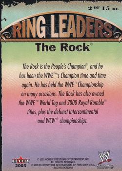 2003 Fleer WWE Aggression - Ring Leaders #2 The Rock  Back