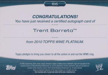2010 Topps Platinum WWE - Autographs Blue #86 Trent Barreta  Back