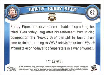 2011 Topps WWE - Blue #92 Rowdy Roddy Piper Back