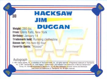 1991 Classic WWF Superstars #38 Hacksaw Jim Duggan  Back