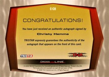2008 TriStar TNA Cross the Line - Autographs #C-CH Christy Hemme  Back