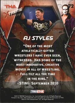 2010 TriStar TNA Xtreme #72 AJ Styles Back
