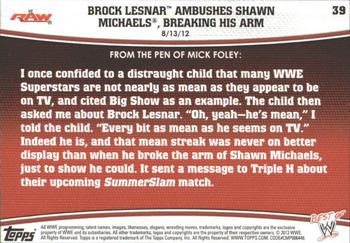 2013 Topps Best of WWE - Bronze #39 Brock Lesnar Ambushes Shawn Michaels, Breaking his Arm Back
