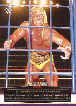 2014 Topps WWE Road to Wrestlemania - 30 Years of Wrestlemania #4 WWE Champion Hulk Hogan Defeats King Kong Bundy in a Steel Cage Match Front